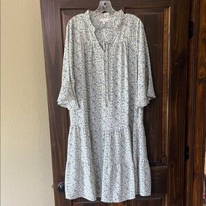 Calista Light Blue Floral Tie-Neck Tiered Women's Dress